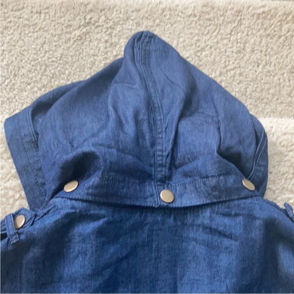 Hooded, Front Zip Denim Jacket - Picture 6 of 10